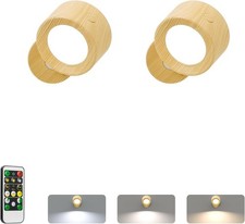 LED Reading Lights Remote, 2 Pcs Rechargeable Wall Mounted Dimmable Woody 360*