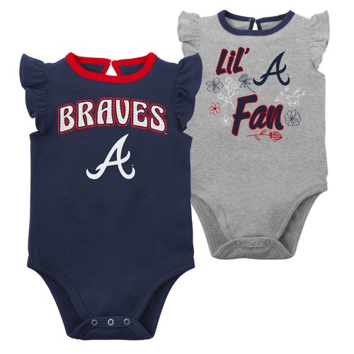 Girls Newborn & Infant Navy/Heather Gray Atlanta Braves Little Fan Two-Pack