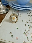 Vintage Hand Painted Porcelain Flower Statement Ring Costume Jewelry Signed