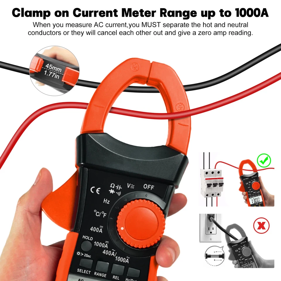 Zangenamperemeter AC/DC TRMS 400A Stromzange Multimeter 1000V CATⅢ Bluetooth APP - Bild 2 von 4