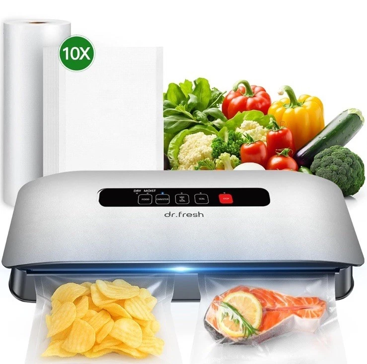 Dr. Fresh 6-in-1 Vacuum Sealer V20 Food Saving Machine With Dry & Moist Modes