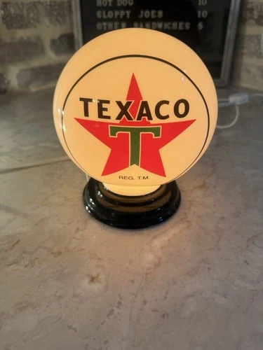Texaco Glass Globe Lamp Enesco – Lighted Display – Vintage Style Gas Pump 6.25"