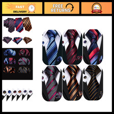 6 PCS Men's Silk Tie Set - Woven Neckties, Handkerchiefs Cufflinks - Wedding
