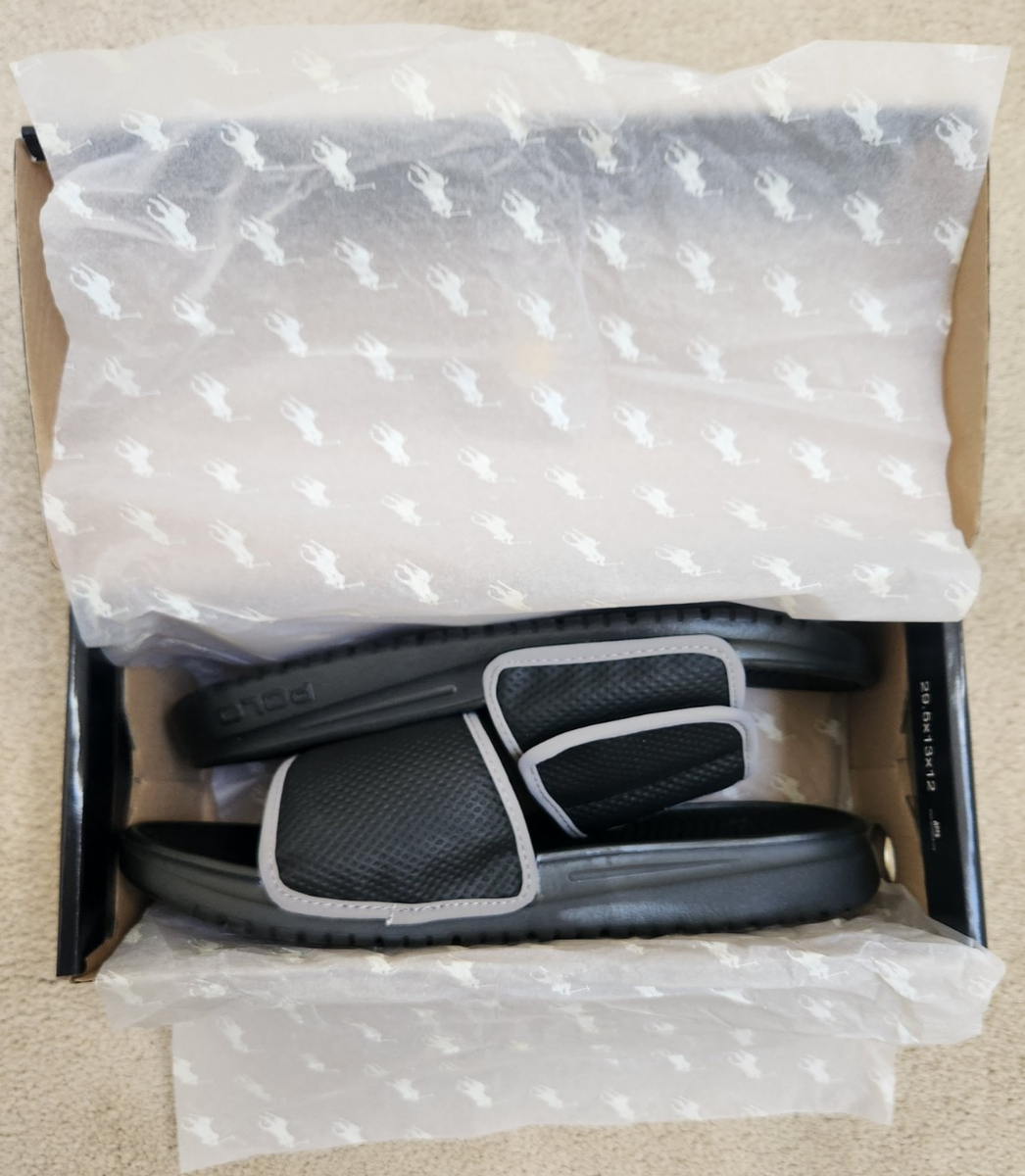POLO RALPH LAUREN Romsey Sandals Black/Gray Slides  display picture 2