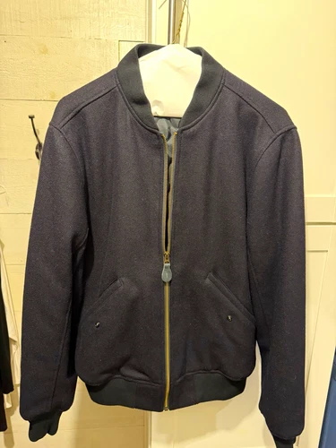 Wallace & Barnes Navy Wool Quilted Bomber Jacket Men’s M Lined Full Zip - product listing photo