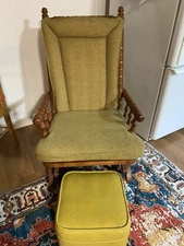 Tell City Glider Rocker with cushion & ottoman by the Tell City Chair Company
