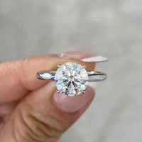 2.7ct Round Cut DVVS1 Moissanite Solitaire Engagement Ring 14k White Gold Plated