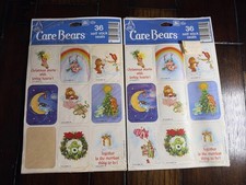 Vintage 1983 Care Bears Old Stock Christmas LOT Self Stick Seals STICKERS x71