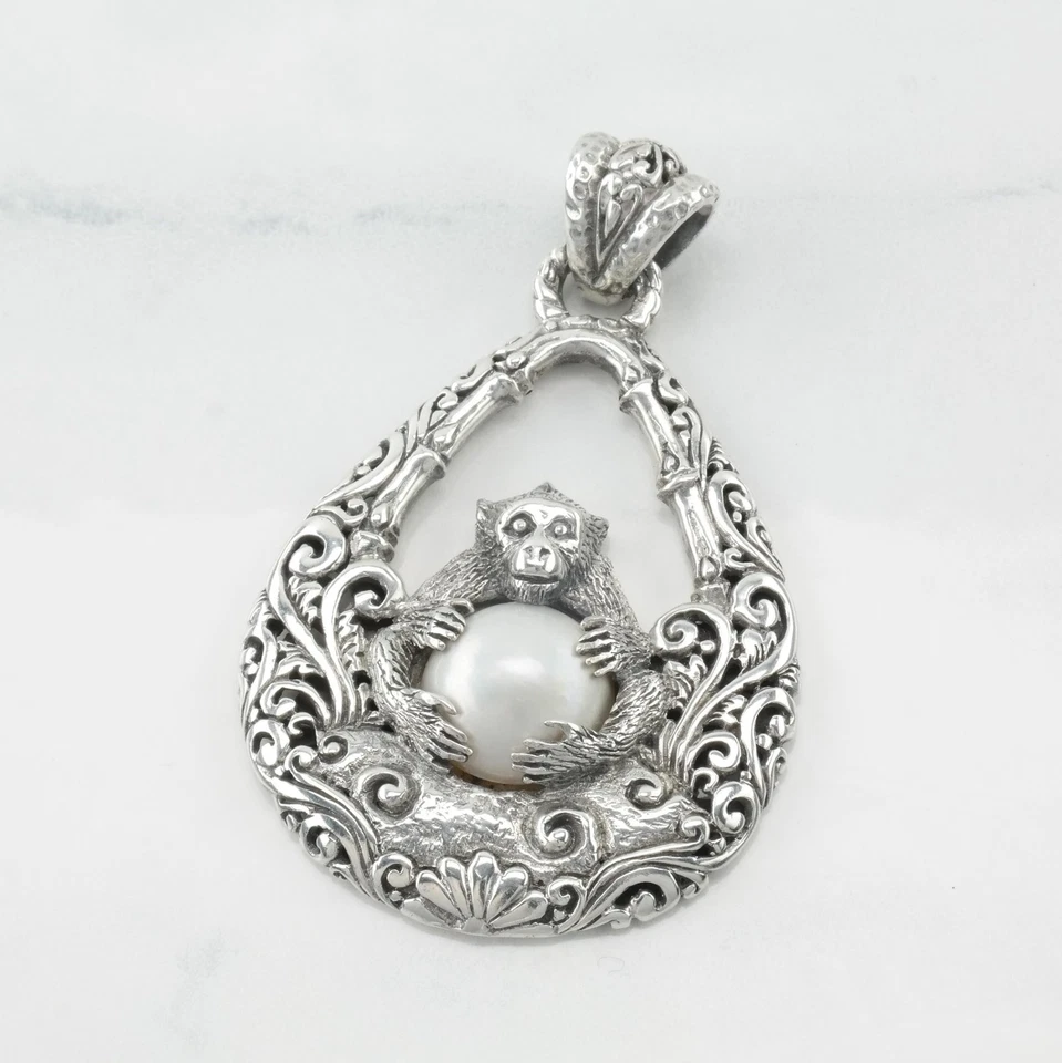 Sarda Monkey Pearl Sterling Silver Pendant - Image 4 of 4