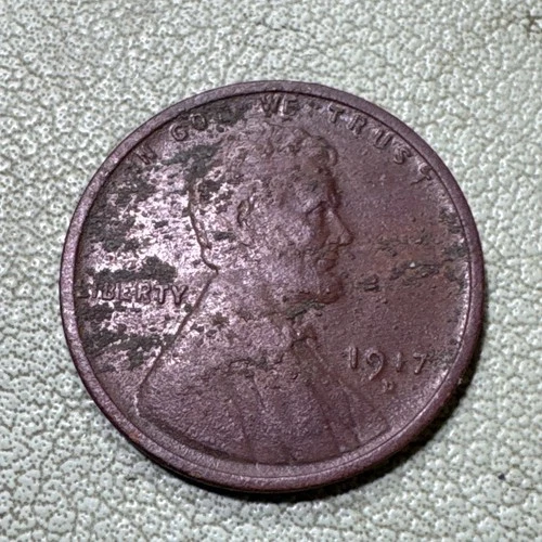 1917 D Lincoln Wheat Cent Denver Mint Extra Fine XF Details - Corrosion