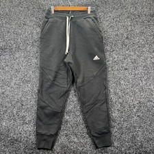 Adidas Mens Fleece Joggers Black Tapered Sweatpants Small Drawstring Cuffed Logo