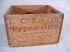 LC Smith & Corona Antique Typewriter Wood Shipping Crate Box w/ Dovetail Corners thumbnail