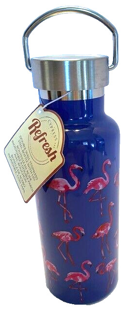 New! Cypress Refresh Plow & Hearth Kid's Purple Flamingo Stainless Water Bottle