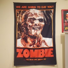Zombie banner 2x3 foot tapestry VHS Italian Giallo horror movie film Lucio Fulci