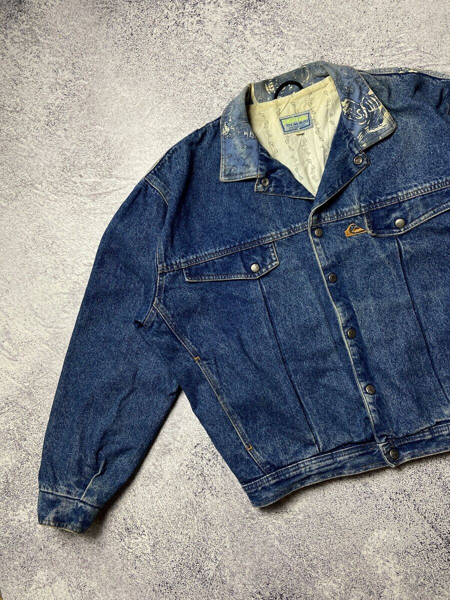 Vintage 90s Quiksilver Denim Jacket Jeans Australia Surfing Vintage 90s Quiksilver Denim Jacket Jeans Australia Surfing