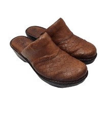 Women's Born Handcrafted Brown Leather Woven Slip on Mule Clogs Size 8 39