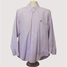 Ralph Lauren Yarmouth Shirt 17 34 35 Pink Blue Check Long Sleeve Cotton