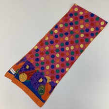 Vintage Polisil Crepe Scarf Polyester Bright Vibrant Colors Fruits Polka Dots