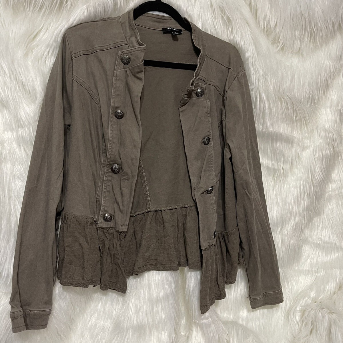 torrid twill stretch peplum military jacket plus size - Main Image