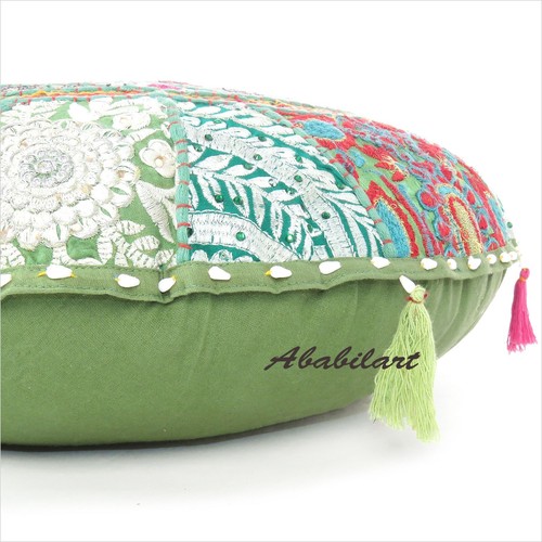 Indian Handmade Cotton Pillow Cover, Multicolor Bohemian Floor Cushion Cover US - Picture 24 of 79