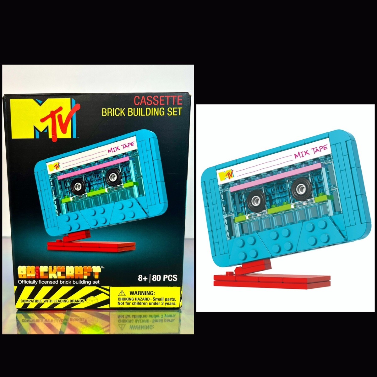 2023 Brickcraft Retro Builds: MTV CASSETTE Brick Building Set