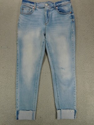 Loft Womens Capri Jeans Size (30x26) Modern Skinny Beaded