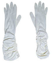 Vintage 1950s Beige Opera Gloves Van Raalte B 16" Mid Arm Made in USA