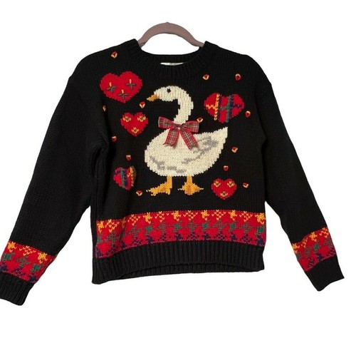 Vintage Karen Scott Knit Sweater Hearts 