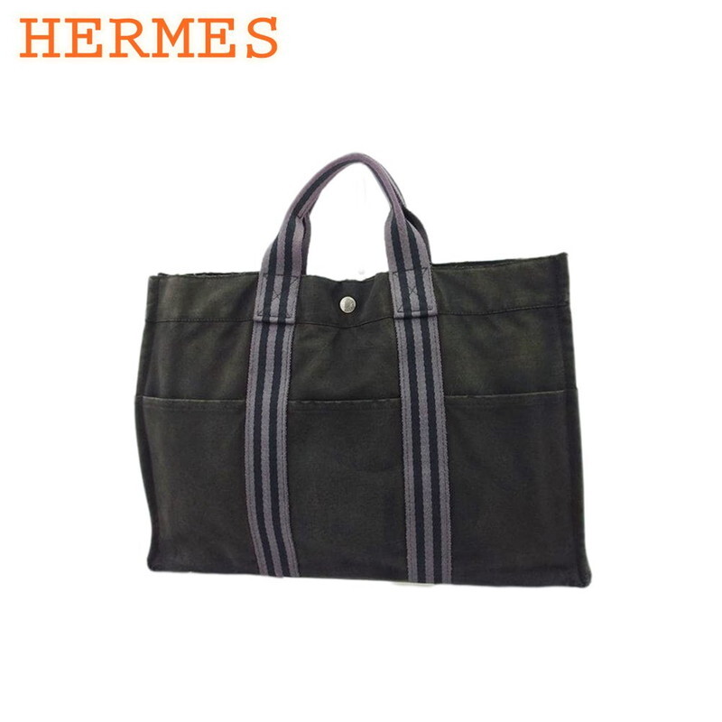 HERMES Gray Cotton Canvas Fool Toe Tote Bag Authentic Preowned T22231