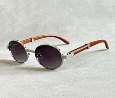 Retro Oval Men Sunglasses Fashion Brand Designer Clear Gradient Lens Eyewear