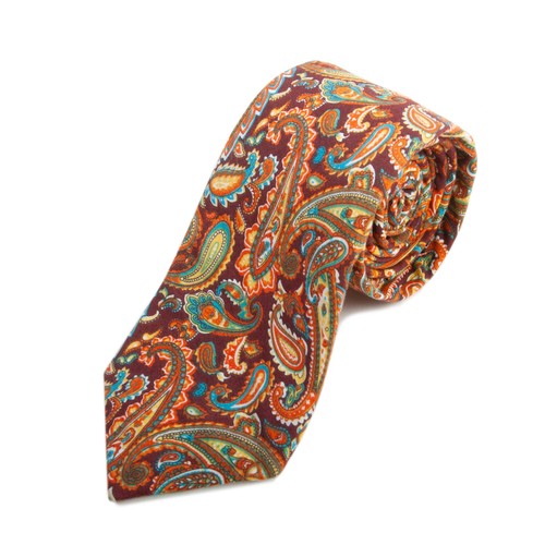Robbins & Brooks Brown Cotton Paisley Tie 16782