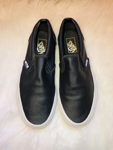 black leather vans womens slip on