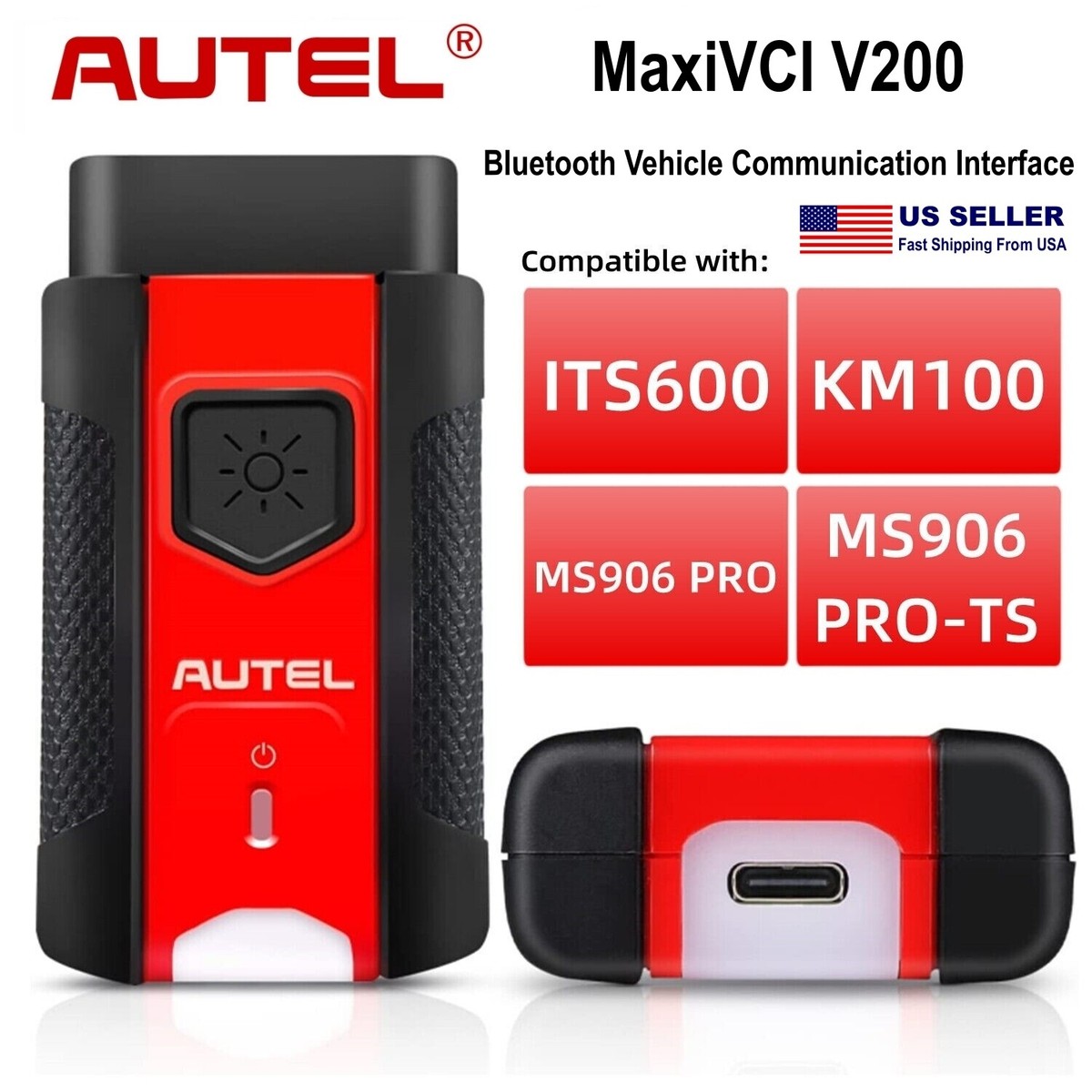 AUTEL MaxiVCI V200 Bluetooth VCI Diagnostic Interface For KM100