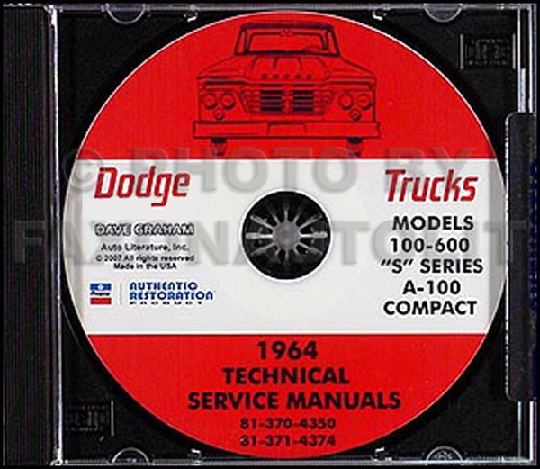 1964 Dodge Truck Shop Manuell CD Pickup Power Wagon D100 D200-D600 W100 W200-image