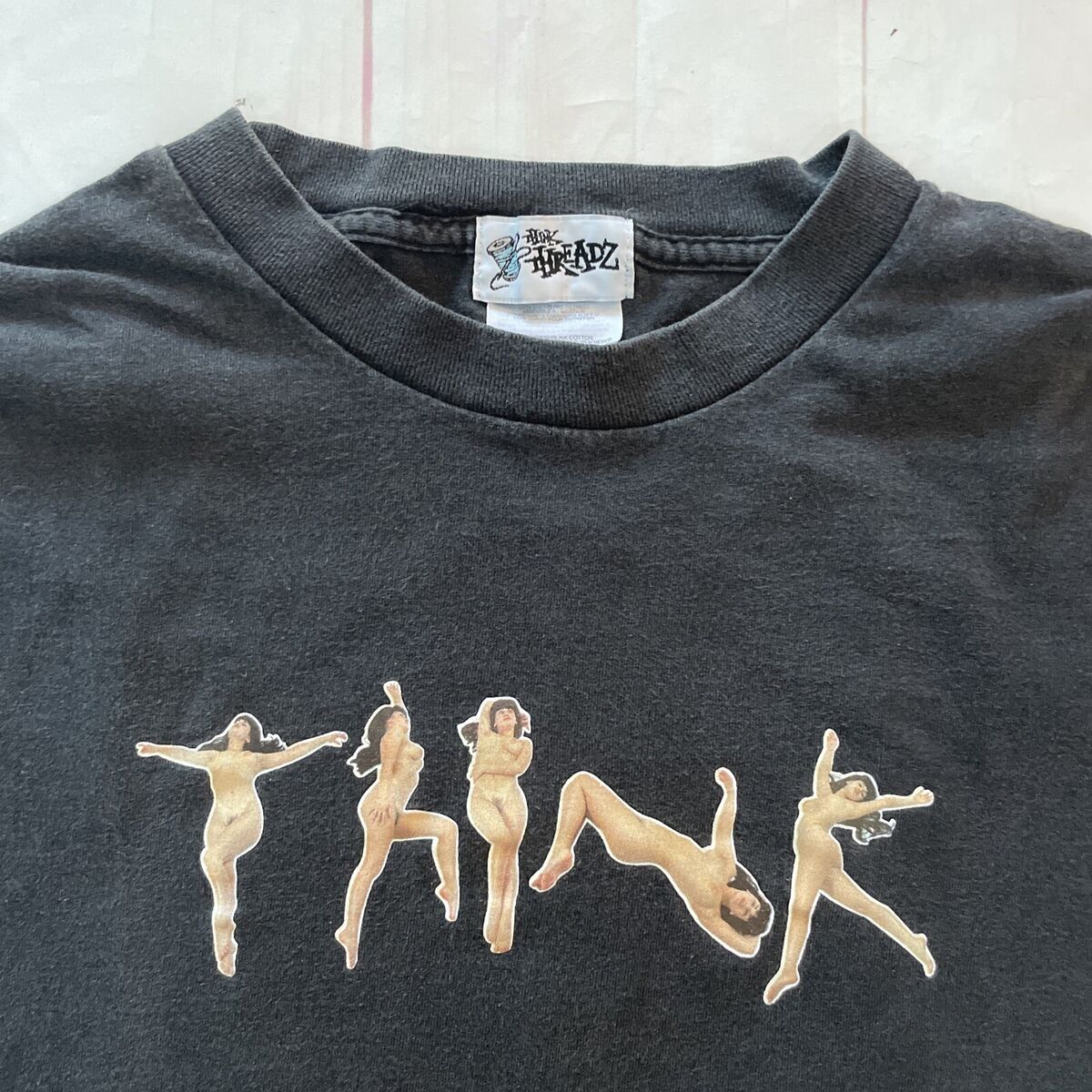 Vintage Think Skateboarding Nude Naked Girl T-Shirt 1990s Vintage Think Skateboarding Nude Naked Girl T-Shirt 1990s