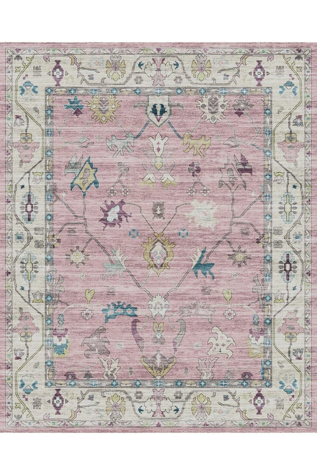 Pink Area Rug - Modern Living Room Rug- Turkish Carpet - Anti Slip Pet Friendly - Image 2 of 4