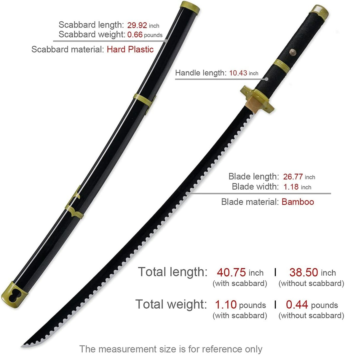Kit Roronoa Zoro Katana Madera 78cm Espada Varios Colección | Meses Sin