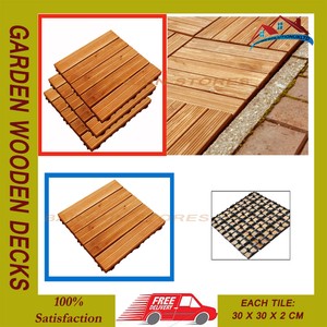9pc Garden Wooden Decks Slabs Decking Floor Interlocking Tiles