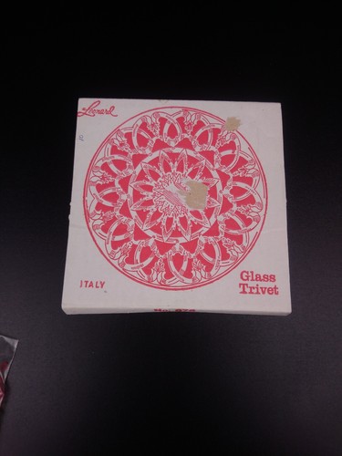 VINTAGE LEONARD SILVER PLATE GLASS BACKED MADE IN ITALY 6" TRIVET NO. 876 - Picture 4 of 4