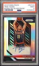 2018 Panini Prizm Rookie Signatures #RSTYG Trae Young Silver Prizm Auto RC PSA 9