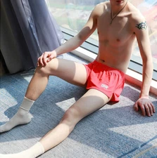 Men Soft Sport Boxer Shorts Gay Underwear Sexy Loose Home Sleepwear Underpants