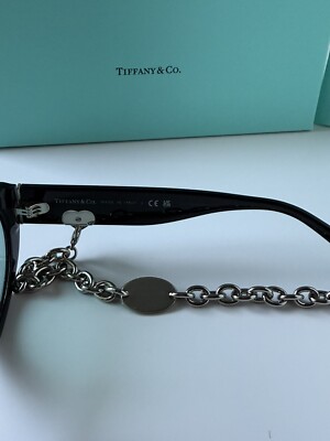 TIFFANY TF4221 8001/D9 Black Silver Chain Light Azure Lens Women