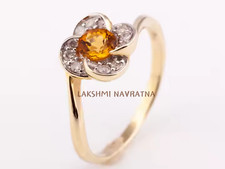 Round Cut Simulated Citrine Flower Shaped Engagement s925 Yellow Gold Plated