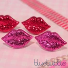 FUNKY GLITTER LIPS EARRINGS DISCO SPARKLY CUTE SWEET KITSCH 70S 80S LOVE KISS ME