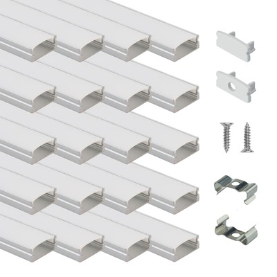 Muzata 20Pack 3.3ft /1M LED Channel System with Milky White Cover Lens,Silver