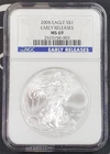 2008 American Silver Eagle "Early Release"-1 oz .999 Fine Silver-NGC Graded MS69