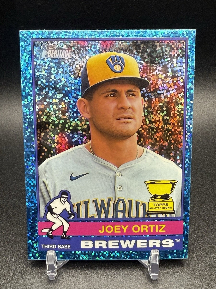 2025 Topps Heritage Joey Ortiz Blue Sparkle #207 Milwaukee Brewers