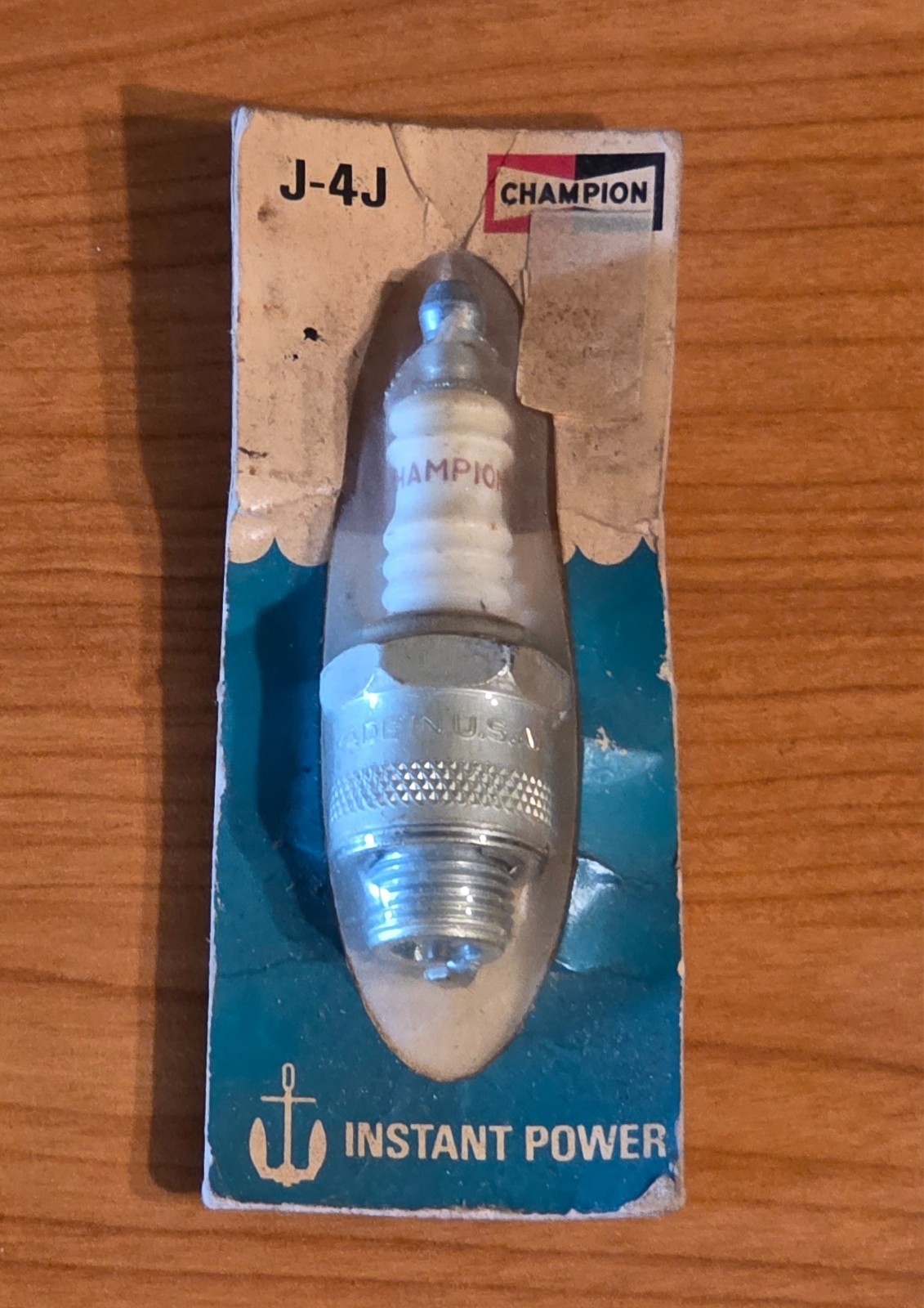 Champion J-4J Spark Plug Vintage Marine Anchor Instant Power Made in USA Boat