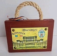 Bucharest Romania Wooden Plaque Featuring The Palace Of The Parliament