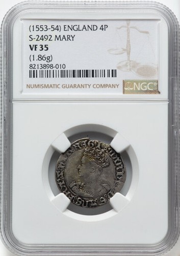 1553 England Mary I Silver Groat NGC VF35 S-2492 Tudor Sole Reign Bloody Mary